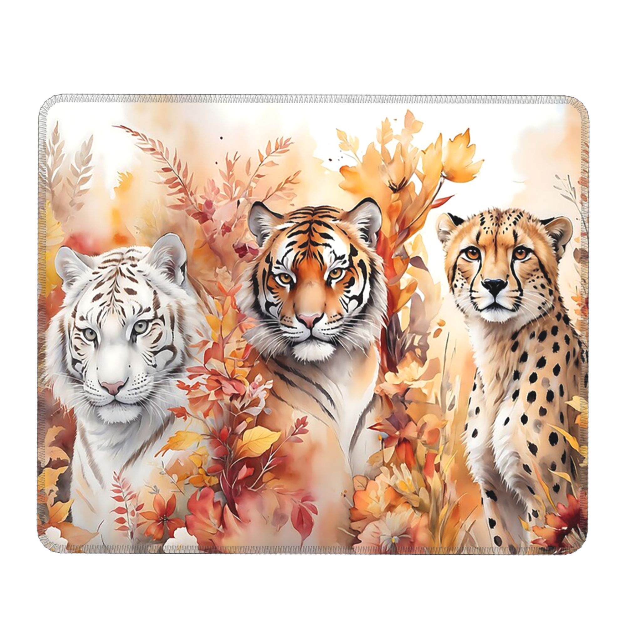 Laptop Accessories For Programmers - Tiger Face And Autumn Foliage Mouse